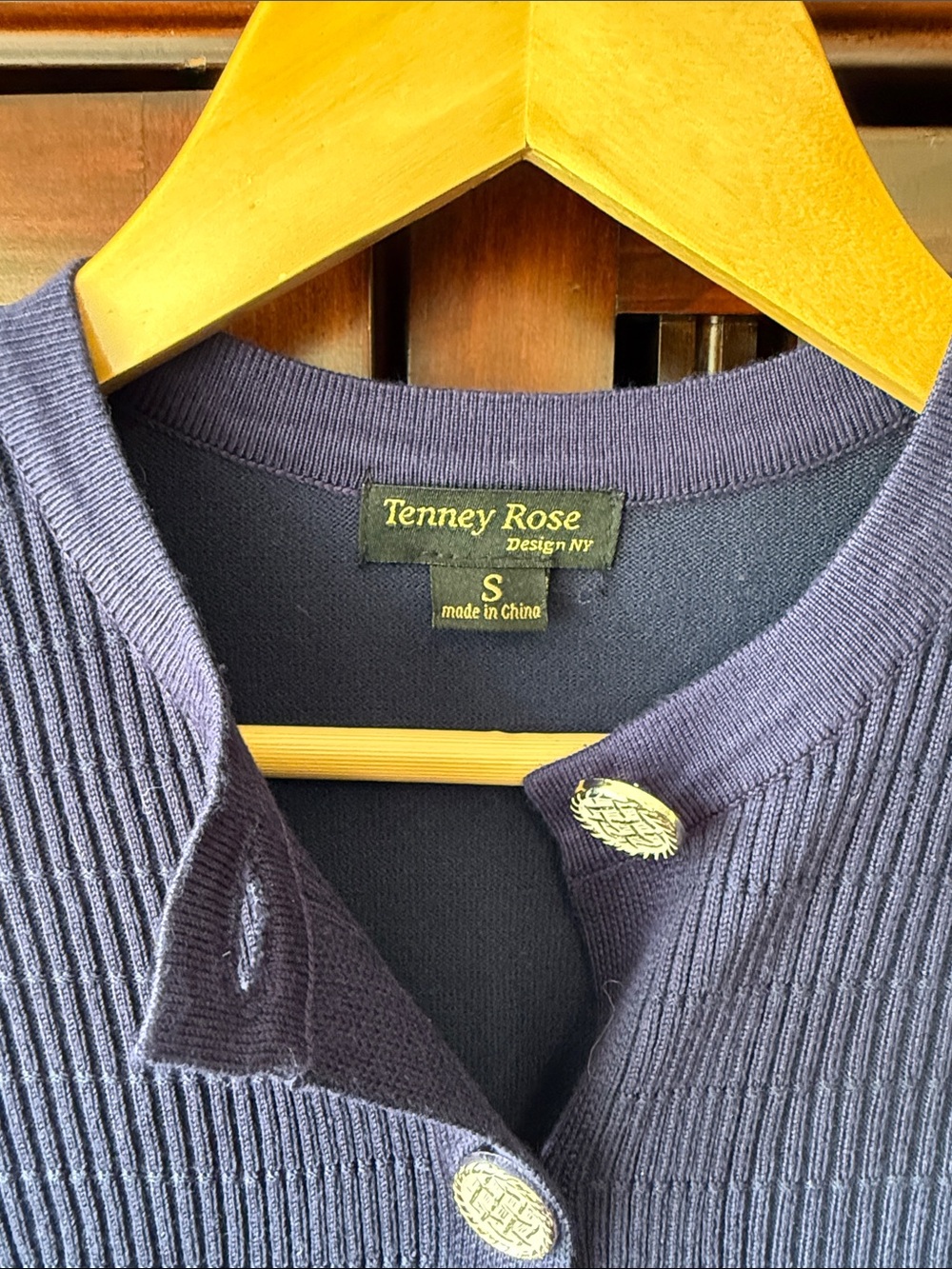 Navy Ribbed Button Cardigan Sweater - Picture 2 of 2